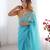 Blue organza saree with blouse