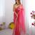 Pink embellished mirror work organza saree with blouse