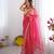Pink embellished mirror work organza saree with blouse