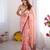 peach floral chinon saree with blouse