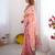 peach floral chinon saree with blouse