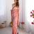 peach floral chinon saree with blouse
