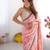 peach floral chinon saree with blouse