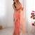 Peach digital print  organza saree  with blouse