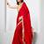 Red designer chiffon saree with blouse
