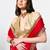 Red designer chiffon saree with blouse