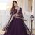 Wine Faux Blooming Sequins & Embroidered Gown     Festive Wear
