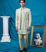 Pista green jodhpuri with indian heritage thread work and kurta