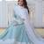 Sky Blue Heavy Sequins & Embroidered Gown Set     Party Wear