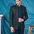 Green velvet jodhpuri suit with sequins and thread work