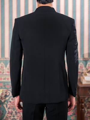 Black jodhpuri suit with artisanal cutdana embroidery 5