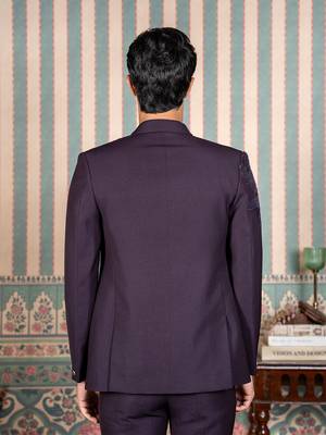 Deep purple hand embroidered open jodhpuri suit 5