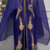 Royal Navy Blue Moroccan Embroidered Kaftan With Heavy Golden Work & Dupatta     Party Wear