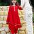 Red Cotton Kids Anarkali with Lace Work & Gold Trim