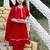 Red Cotton Kids Anarkali with Lace Work & Gold Trim