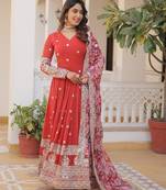 Orange Zari & Sequins Heavy Embroidered Gown Set     Elite Designer Collection