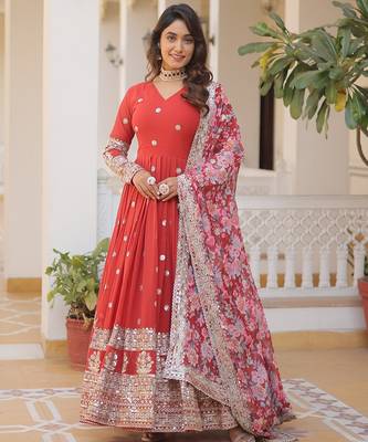 Orange Zari & Sequins Heavy Embroidered Gown Set     Elite Designer Collection 2