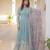 Sky Blue Zari & Sequins Heavy Embroidered Gown Set     Designer Collection