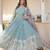 Sky Blue Zari & Sequins Heavy Embroidered Gown Set     Designer Collection