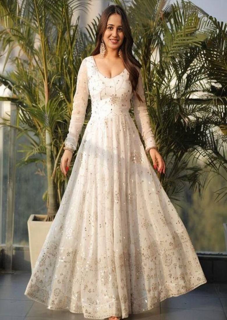 Women's embroidered worked flared anarkali set with dupatta