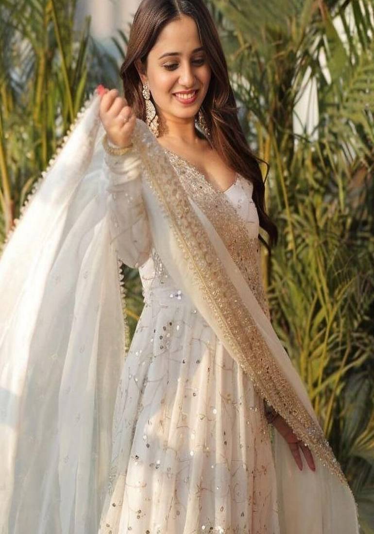 Women's embroidered worked flared anarkali set with dupatta