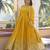 Yellow Faux Georgette Embroidered Gown     Festive & Party Wear Elegance