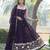 Wine Faux Blooming Embroidered Gown     Party & Festive Wear