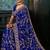 Blue fancy hand work border with heavy designer blouse  wedding wear saree