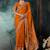Orange  fancy hand work border with heavy designer blouse  wedding wear saree
