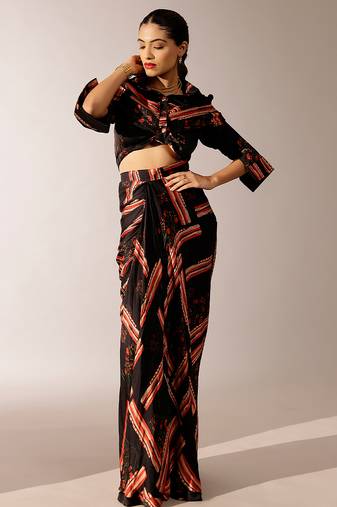 Multicolor printed georgette co ord set