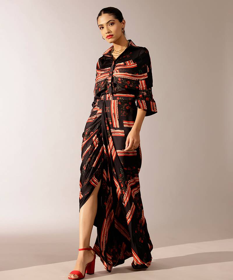 Multicolor printed georgette co ord set