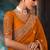 Orange  fancy hand work border with heavy designer blouse  wedding wear saree