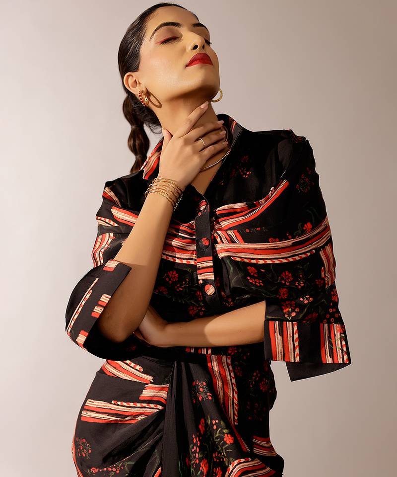 Multicolor printed georgette co ord set