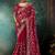 Red fancy hand work border with heavy designer blouse  wedding wear saree