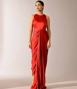 Red georgette gown with Jacket