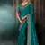 Teal fancy hand work border with heavy designer blouse  wedding wear saree
