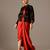 Red georgette gown with Jacket