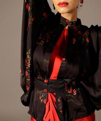 Red georgette gown with Jacket 5