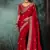Blood red fancy hand work border with heavy designer blouse  wedding wear saree
