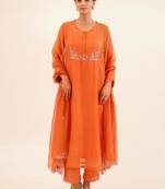 Rust orange beaded bageecha suit set