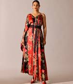 Multicolor printed georgette gown