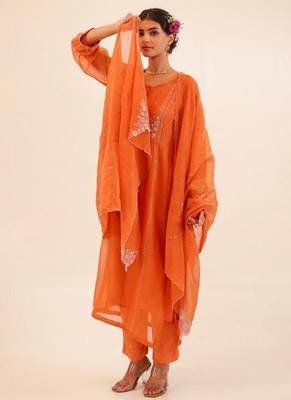 Rust orange beaded bageecha suit set 2