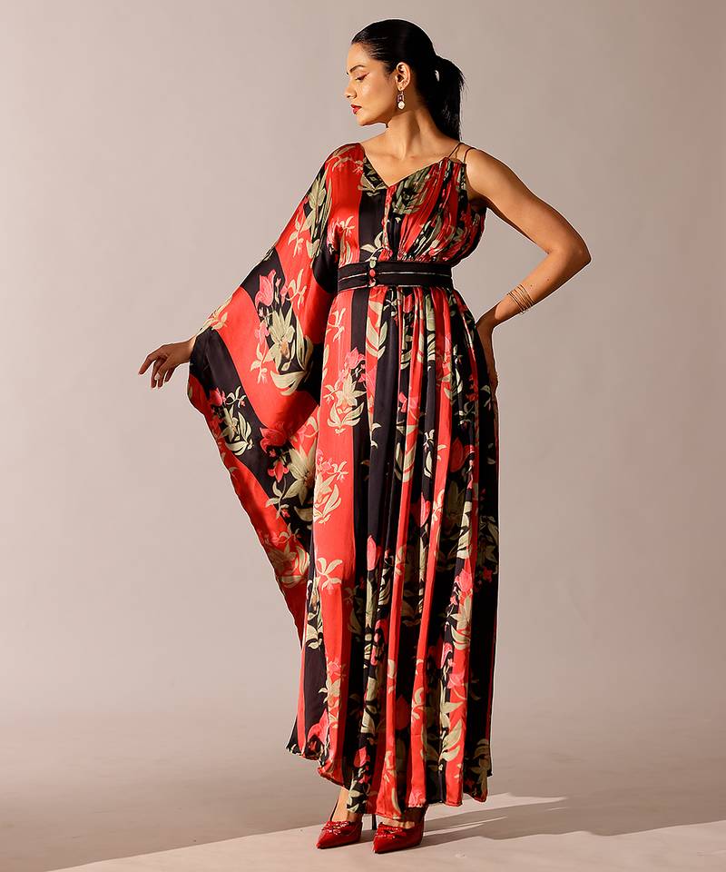 Multicolor printed georgette gown