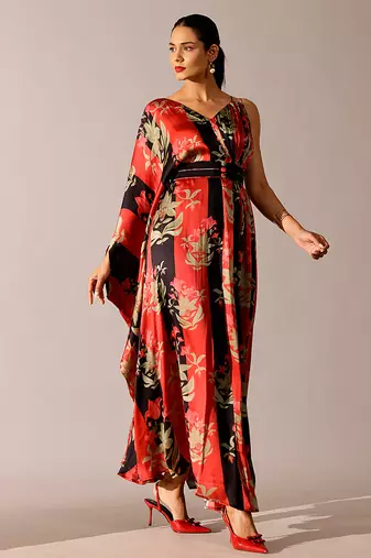 Multicolor printed georgette gown