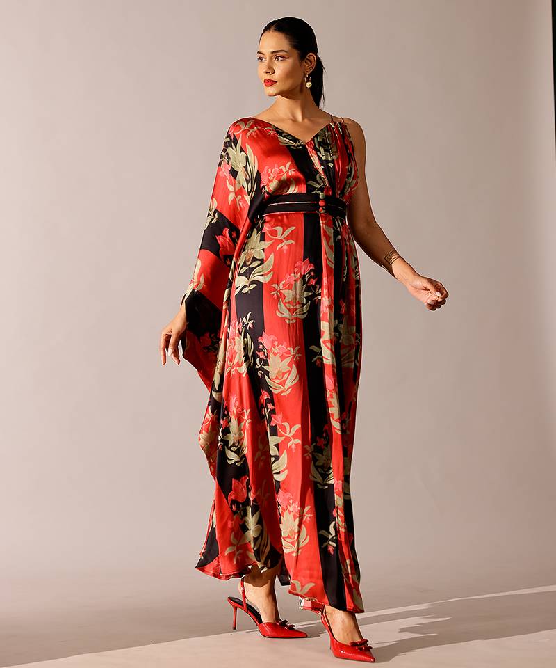 Multicolor printed georgette gown