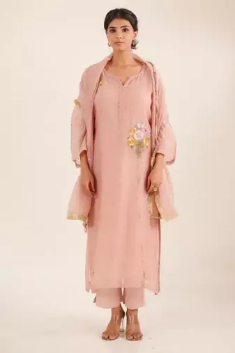 Twin bouquet peach suit set