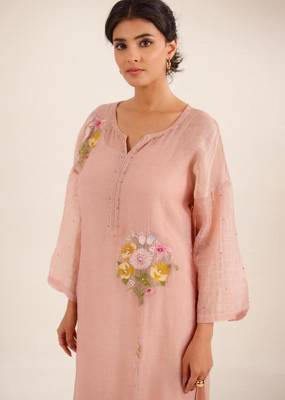Twin bouquet peach suit set 2