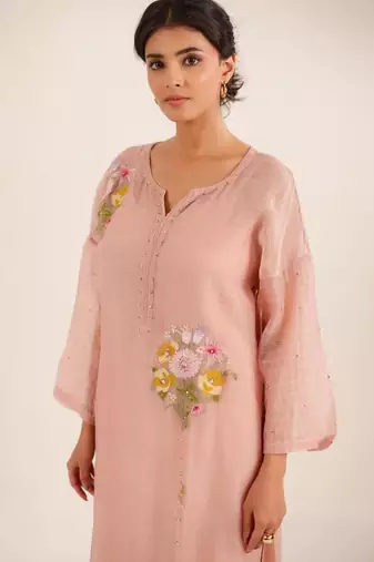 Twin bouquet peach suit set