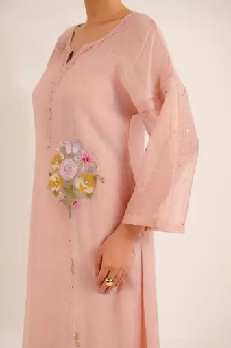Twin bouquet peach suit set