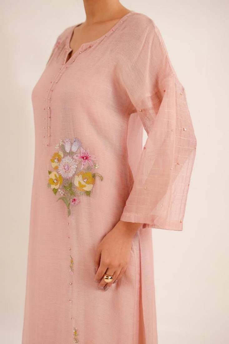 Twin bouquet peach suit set